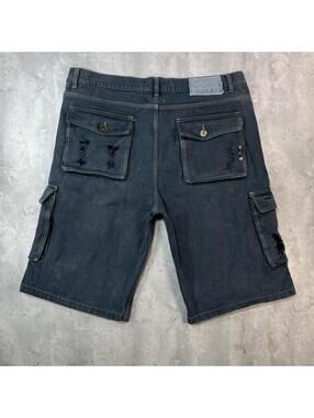 Vintage Navy F.U.S.A.I. Grunge Distressed Cargo Denim Jorts